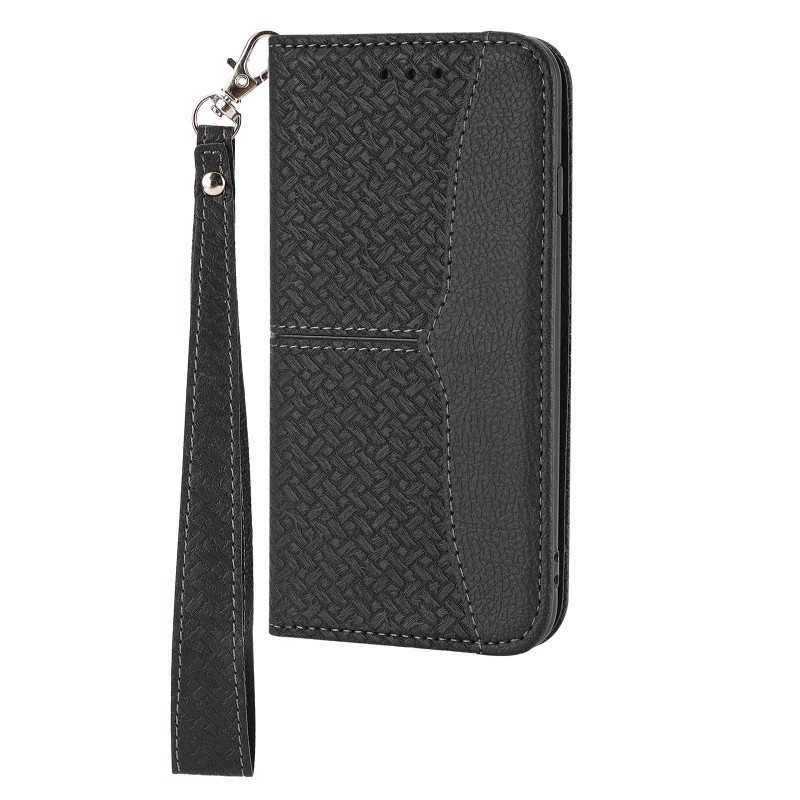 Woven Leather Texture Flip Cover Card Holder